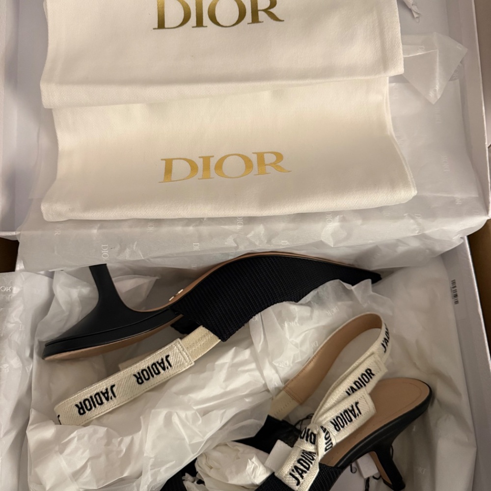 Dior black and cream slingbacks J’Adior - Picture 2 of 7